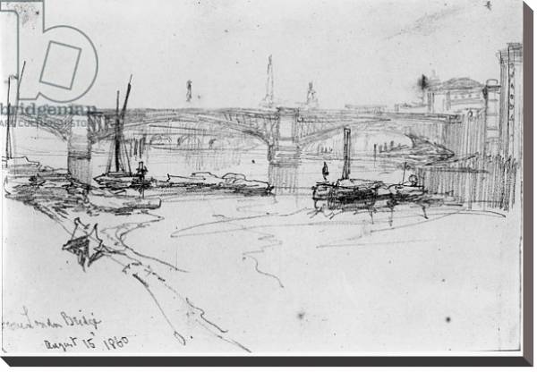 Постер Sketch of London Bridge, 1860 с типом исполнения На холсте без рамы