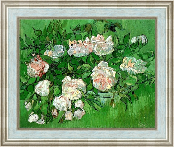 Постер Натюрморт: розовые розы с типом исполнения На холсте в раме в багетной раме NA053.0.114