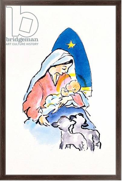 Постер Madonna and Child with Lambs, 1996 с типом исполнения На холсте в раме в багетной раме 221-02