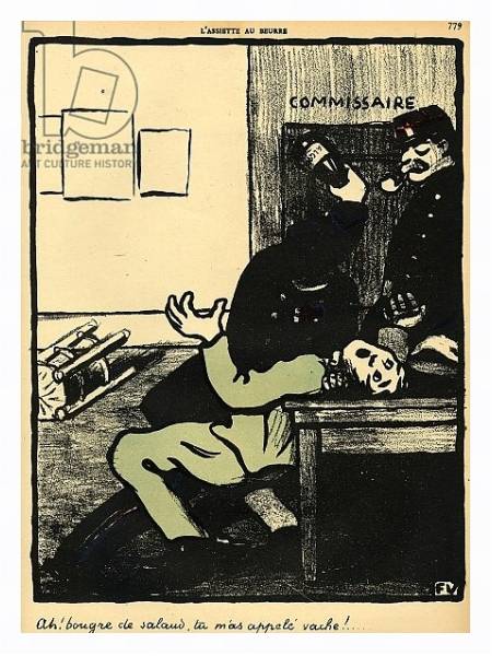 Постер A policeman hits a man with a bottle in a police station, 1902 с типом исполнения На холсте в раме в багетной раме 221-03