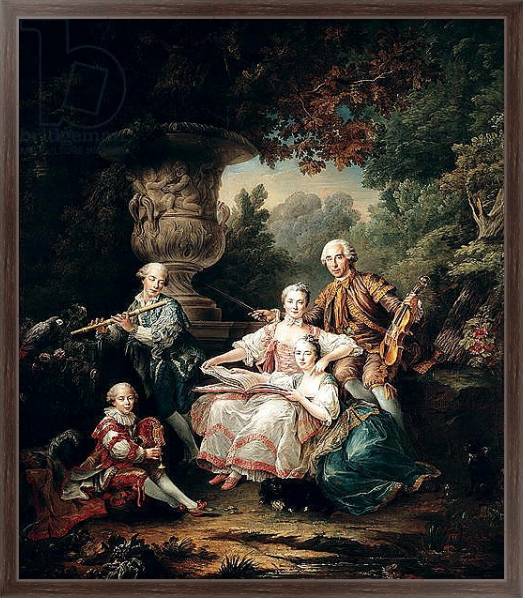 Постер Louis du Bouchet Marquis de Sourches and his Family, 1750 с типом исполнения На холсте в раме в багетной раме 221-02