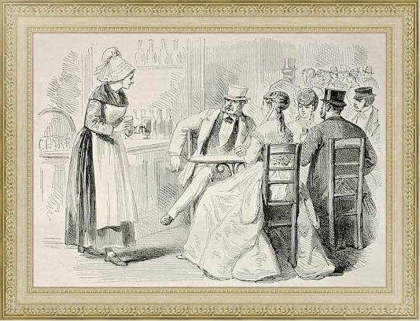 Постер Bar. Created by Pauquet and Dutheil, published on L'Illustration, Journal Universel, Paris, 1868 с типом исполнения Акварель в раме в багетной раме 484.M48.725