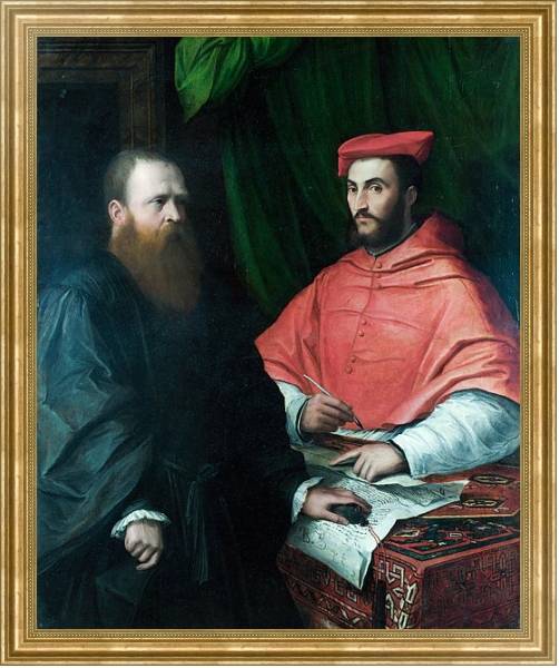 Постер Cardinal Ippolito de' Medici and Monsignor Mario Bracci с типом исполнения На холсте в раме в багетной раме NA033.1.051