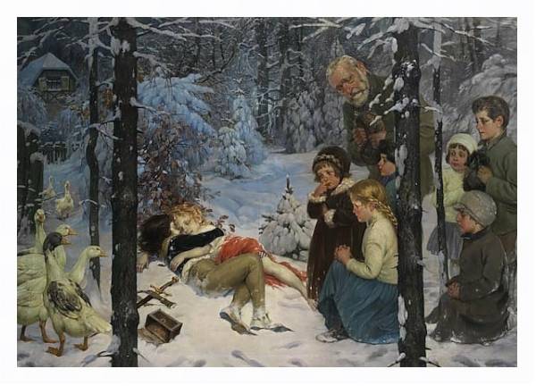 Постер Kinder im Schnee с типом исполнения На холсте в раме в багетной раме 221-03
