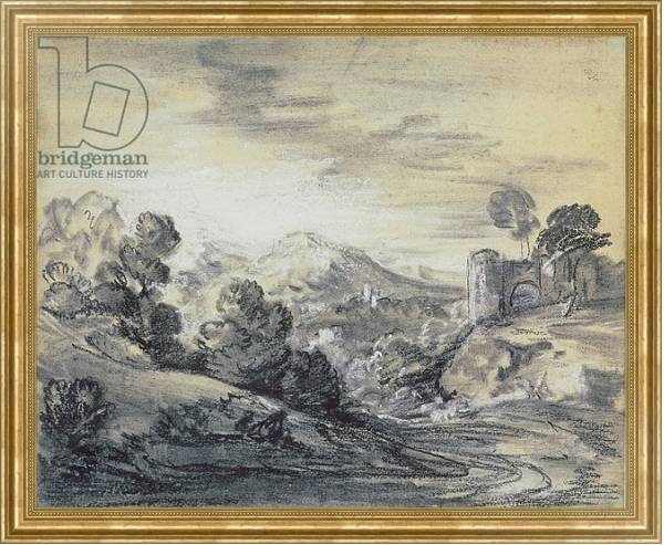 Постер Wooded Landscape with Castle, c.1785-88 с типом исполнения На холсте в раме в багетной раме NA033.1.051