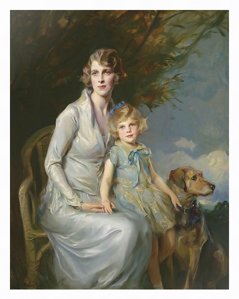 Постер Портрет дамы с ребенком с типом исполнения На холсте в раме в багетной раме 221-03