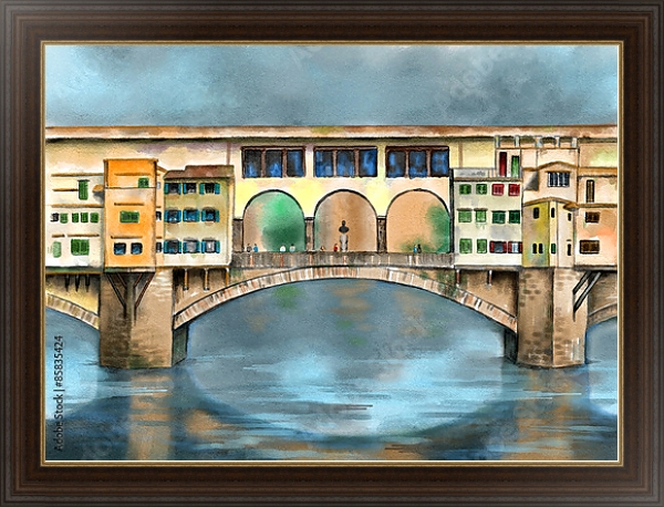 Постер Старый мост Флоренции с типом исполнения На холсте в раме в багетной раме 1.023.151