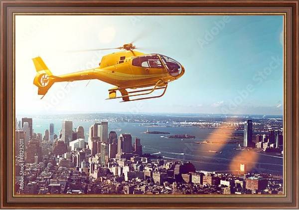 Постер Вертолет над городом с типом исполнения На холсте в раме в багетной раме 35-M719P-83