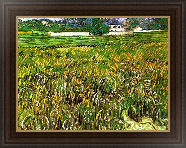 Постер Пшеничное поле в Овере и белый дом с типом исполнения На холсте в раме в багетной раме 1.023.151