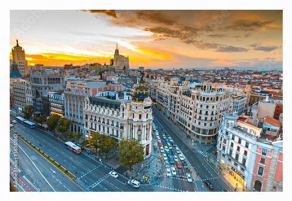 Постер Испания. Мадрид. Панорамный вид с типом исполнения На холсте в раме в багетной раме 221-03