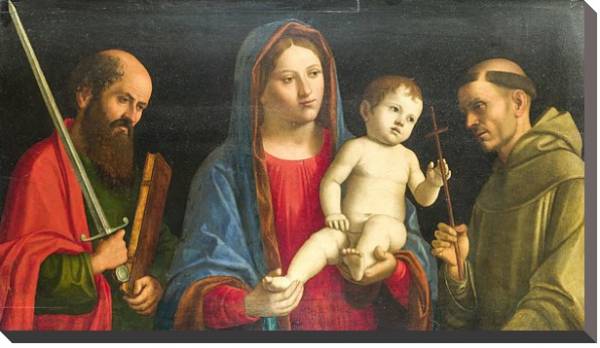 Постер Дева Мария с ребенком со святыми Павлом и Франсисом с типом исполнения На холсте без рамы