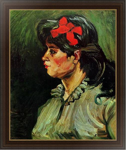 Постер Портрет женщины с красной лентой с типом исполнения На холсте в раме в багетной раме 1.023.151