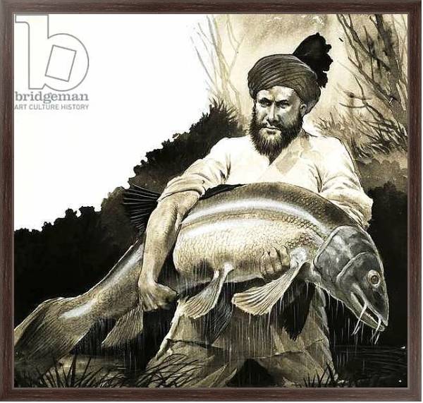 Постер Mohammed Khan discovers the body of a big fish in a pool с типом исполнения На холсте в раме в багетной раме 221-02