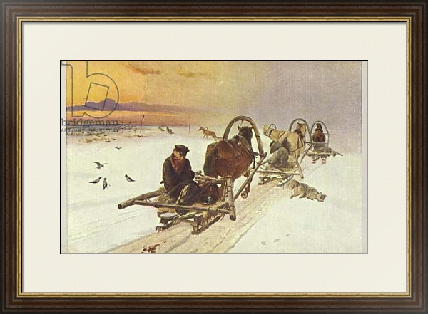 Постер Group of sleighs in Russia, 1871 с типом исполнения Под стеклом в багетной раме 1.023.036
