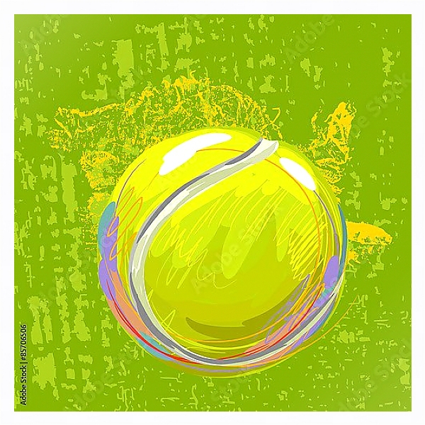 Постер Теннисный мяч с типом исполнения На холсте в раме в багетной раме 221-03