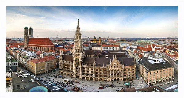 Постер Германия. Мюнхен. Панорама с типом исполнения На холсте в раме в багетной раме 221-03