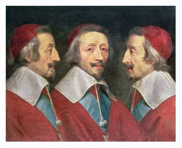 Постер Triple Portrait of the Head of Richelieu, 1642 с типом исполнения На холсте в раме в багетной раме 221-03
