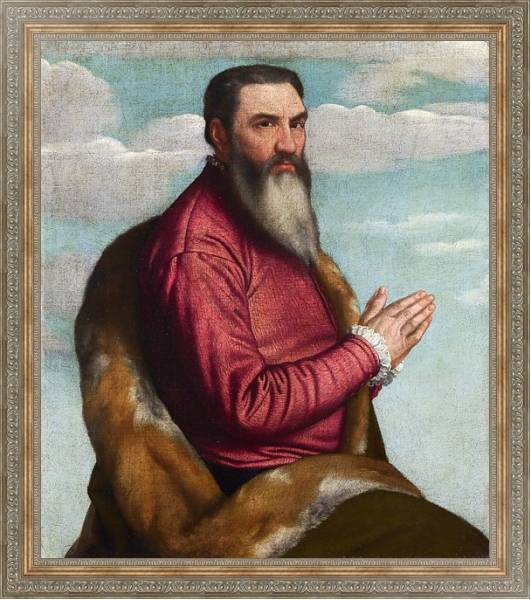Постер Молящийся мужчина с длинной бородой с типом исполнения На холсте в раме в багетной раме 484.M48.310
