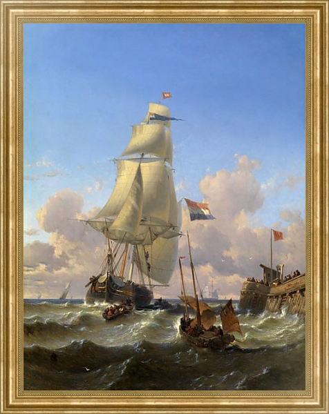 Постер Корабли у пирса с типом исполнения На холсте в раме в багетной раме NA033.1.051