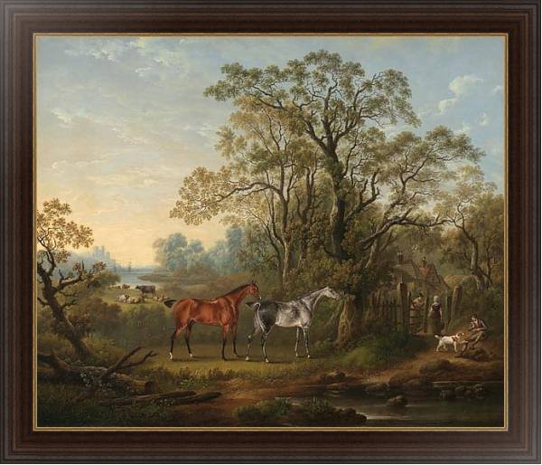 Постер Скаковые лошади с типом исполнения На холсте в раме в багетной раме 1.023.151