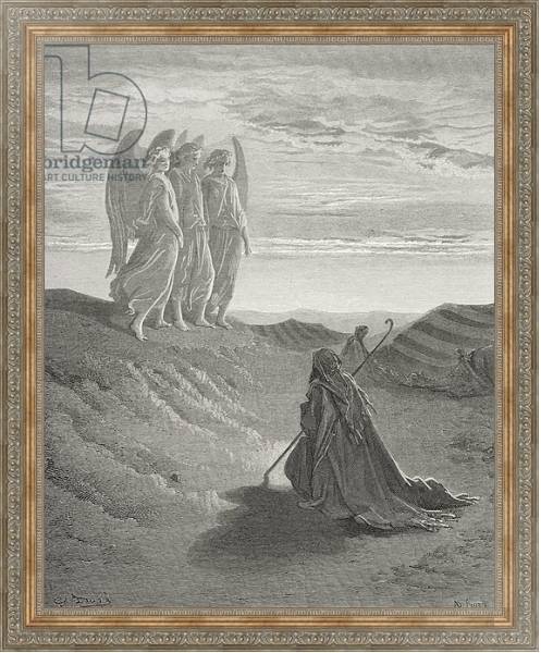 Постер Abraham and the Three Angels, illustration from Dore's 'The Holy Bible', engraved by Ligny, 1866 с типом исполнения На холсте в раме в багетной раме 484.M48.310