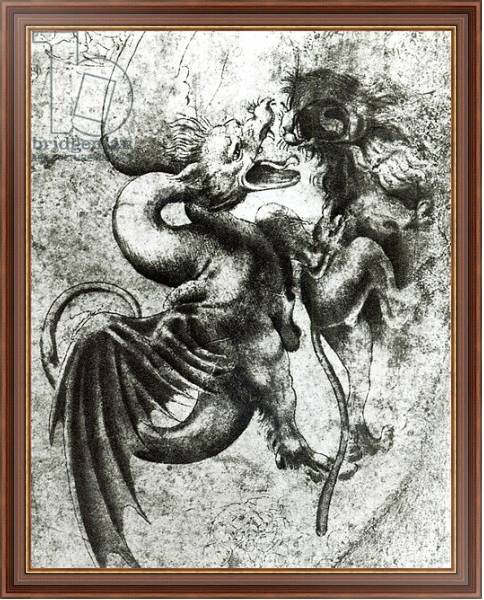 Постер Fight between a Dragon and a Lion с типом исполнения На холсте в раме в багетной раме 35-M719P-83
