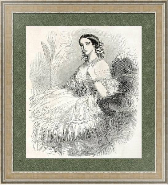 Постер Duchess of Alba old engraved portrait. Created by Janet-Lange, published on L'Illustration, Journal  с типом исполнения Акварель в раме в багетной раме 485.M40.584