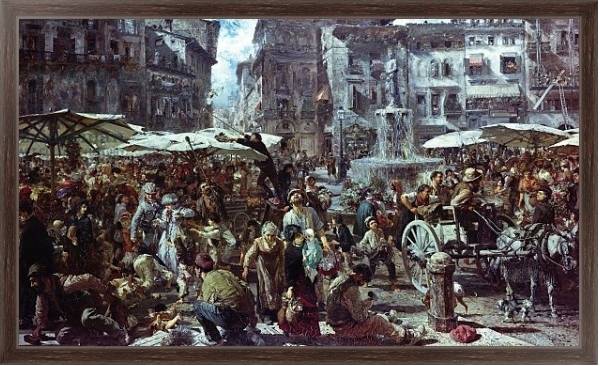 Постер The Market of Verona, 1884 2 с типом исполнения На холсте в раме в багетной раме 221-02