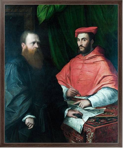 Постер Cardinal Ippolito de' Medici and Monsignor Mario Bracci с типом исполнения На холсте в раме в багетной раме 221-02