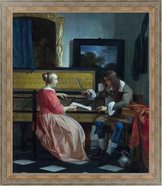 Постер Мужчина и женщина у верджинела с типом исполнения На холсте в раме в багетной раме 484.M48.310