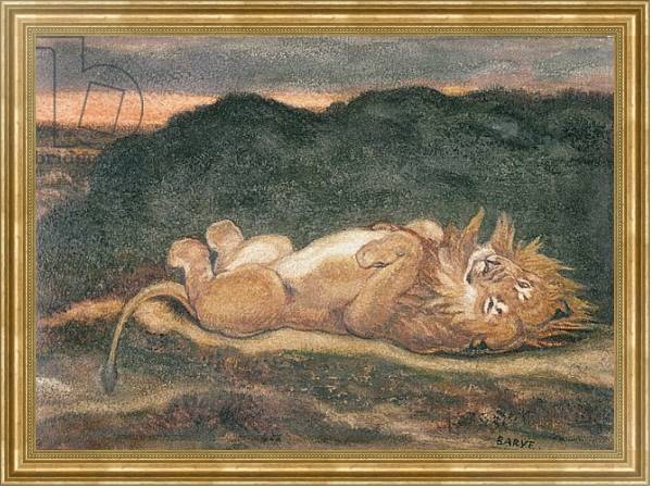 Постер Lion Resting on his Back с типом исполнения На холсте в раме в багетной раме NA033.1.051