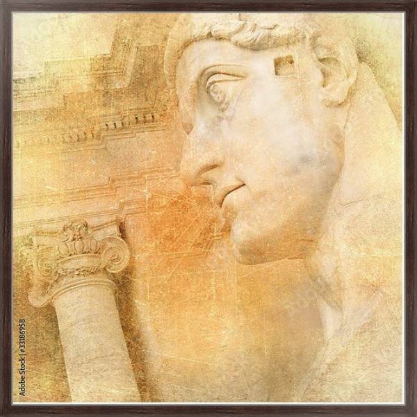Постер Римская колонна и статуя с типом исполнения На холсте в раме в багетной раме 221-02