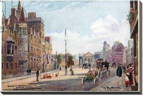 Постер Broad St, Oxford, and Balliol College с типом исполнения На холсте без рамы