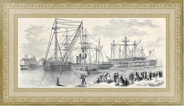 Постер Loading ships departing from Toulon to China. Original, from drawing of Lebreton,was published on L' с типом исполнения Акварель в раме в багетной раме 484.M48.725