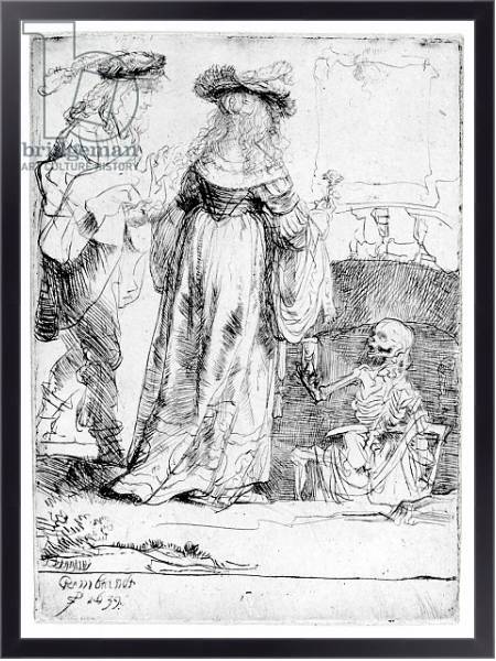 Постер Death appearing to a wedded couple from an open grave, 1639 с типом исполнения На холсте в раме в багетной раме 221-01