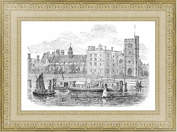 Постер Lambeth Palace, London vintage engraving с типом исполнения Акварель в раме в багетной раме 484.M48.725