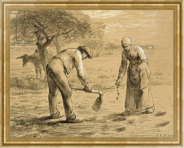 Постер Peasants planting potatoes с типом исполнения На холсте в раме в багетной раме NA033.1.051