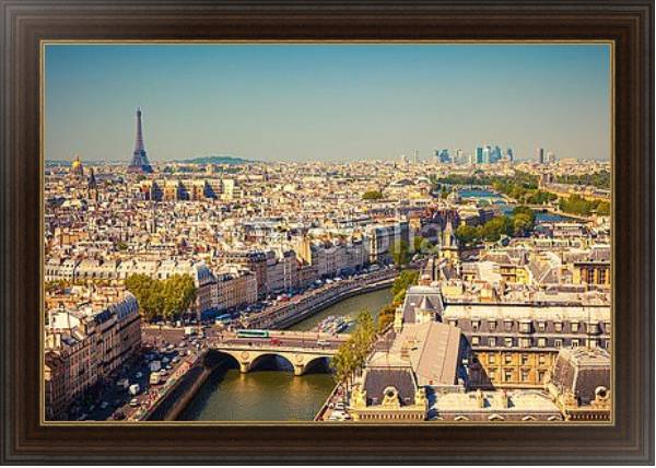 Постер Панорама Парижа с типом исполнения На холсте в раме в багетной раме 1.023.151