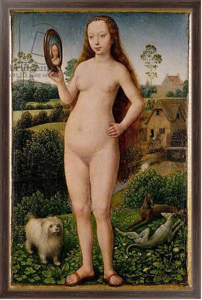 Постер Vanity, central panel from the Triptych of Earthly Vanity and Divine Salvation, c.1485 с типом исполнения На холсте в раме в багетной раме 221-02
