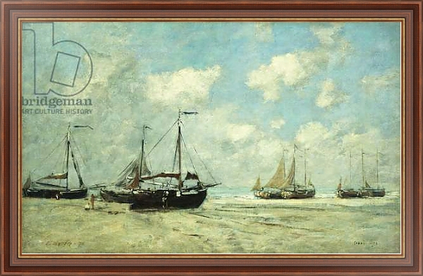 Постер Boats on the Shore at Scheveningen; Scheveningue, Bateaux Echoues sur la Greve, 1875 с типом исполнения На холсте в раме в багетной раме 35-M719P-83