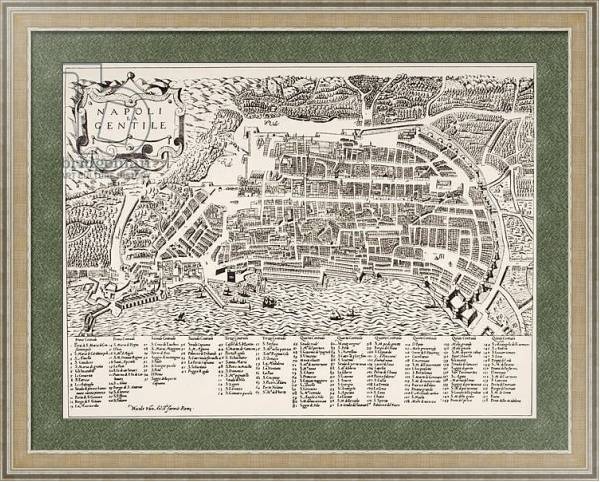 Постер Map of Naples, c.1600 с типом исполнения Акварель в раме в багетной раме 485.M40.584