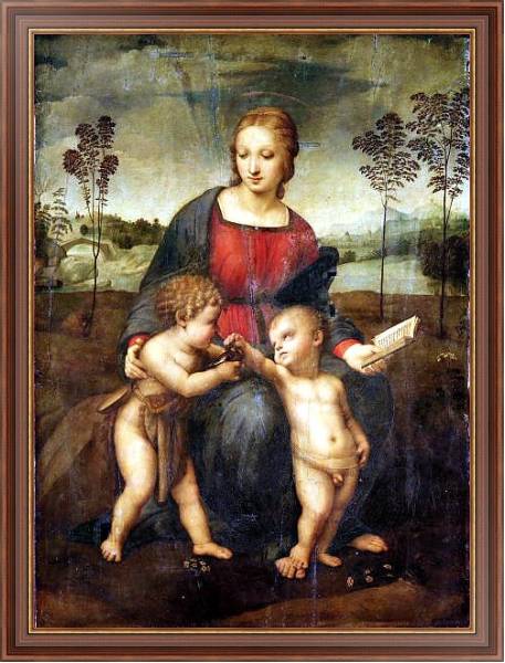 Постер Мадонна со щеглом. Мария с младенцем и Иоанном Крестителем с типом исполнения На холсте в раме в багетной раме 35-M719P-83