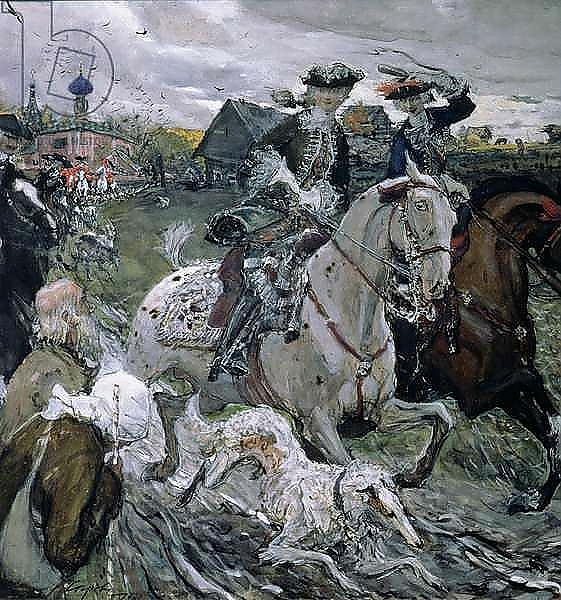Постер Peter II and the Tsarevna Elizabeth Hunting, 1900 с типом исполнения На холсте без рамы