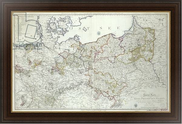 Постер Map of the Prussian States in 1799 с типом исполнения На холсте в раме в багетной раме 1.023.151