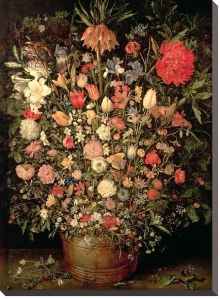 Постер Large bouquet of flowers in a wooden tub, 1606-07, с типом исполнения На холсте без рамы