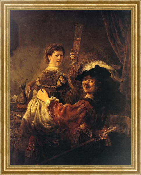 Постер Автопортрет с Саскией на коленях с типом исполнения На холсте в раме в багетной раме NA033.1.051