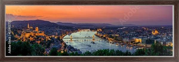 Постер Венгрия. Будапешт. Панорама с типом исполнения На холсте в раме в багетной раме 221-02