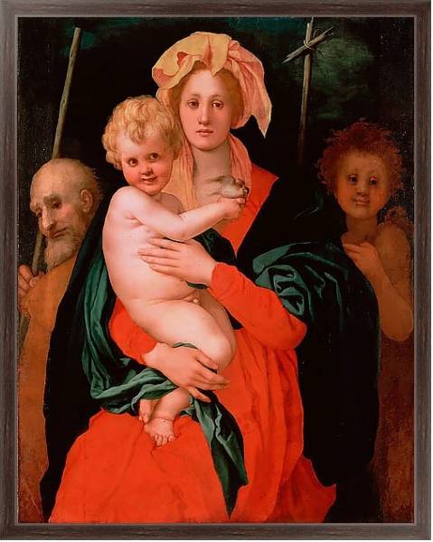 Постер Мадонна с Младенцем, св. Иосифом и Иоанном Крестителем с типом исполнения На холсте в раме в багетной раме 221-02