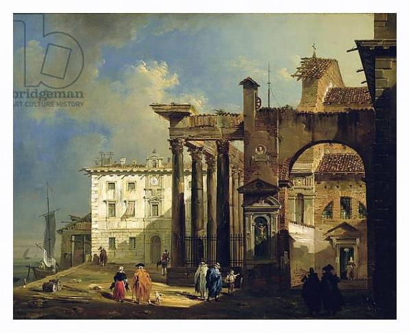 Постер The Portico of the Church of San Lorenzo in Milan, c.1814 с типом исполнения На холсте в раме в багетной раме 221-03