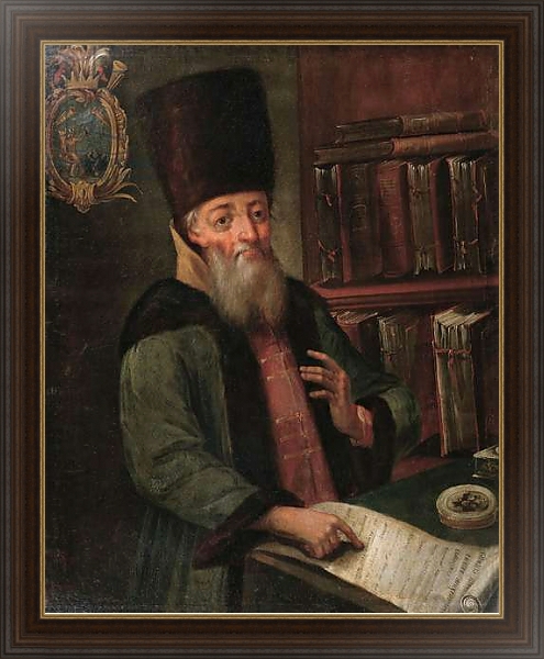 Постер Portrait of Afanasy Lavrentievich Ordin-Naschokin with the Truce of Andrusovo с типом исполнения На холсте в раме в багетной раме 1.023.151